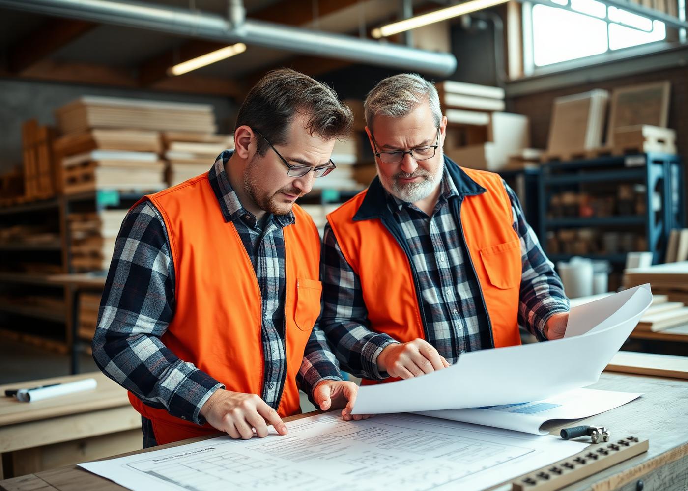 Knowles builders reviewing garage plans